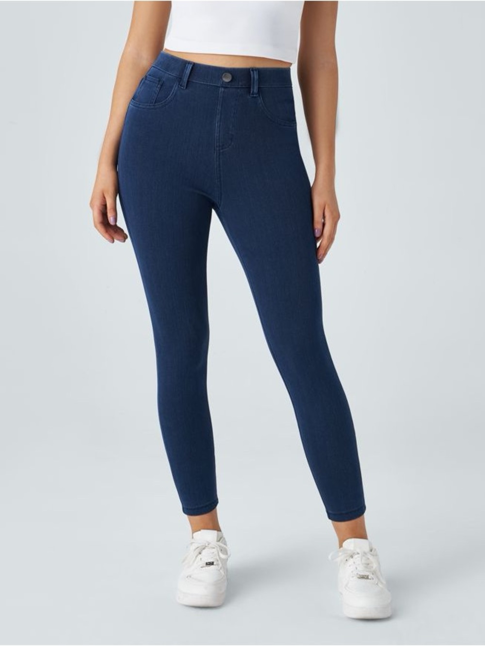 Halara Flex™ High Waisted Pockets Denim Work Leggings L (7/8)